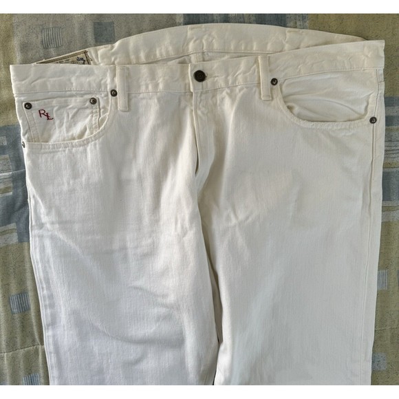 Polo Ralph Lauren Varick Slim Straight Casual Denim White Jeans Mens Size 40x32 - Picture 4 of 16
